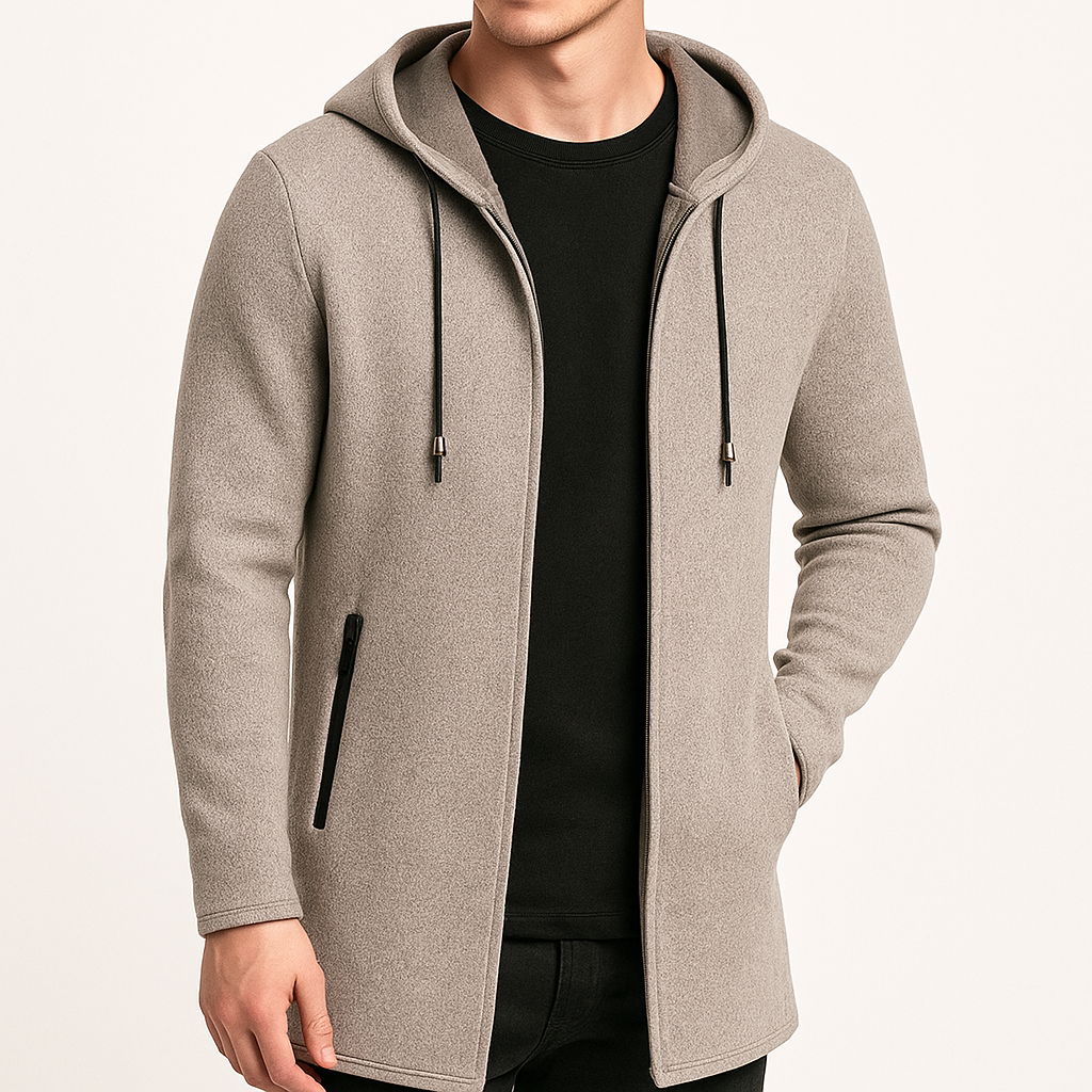 William Men's Knitted Long Sweater Jacket