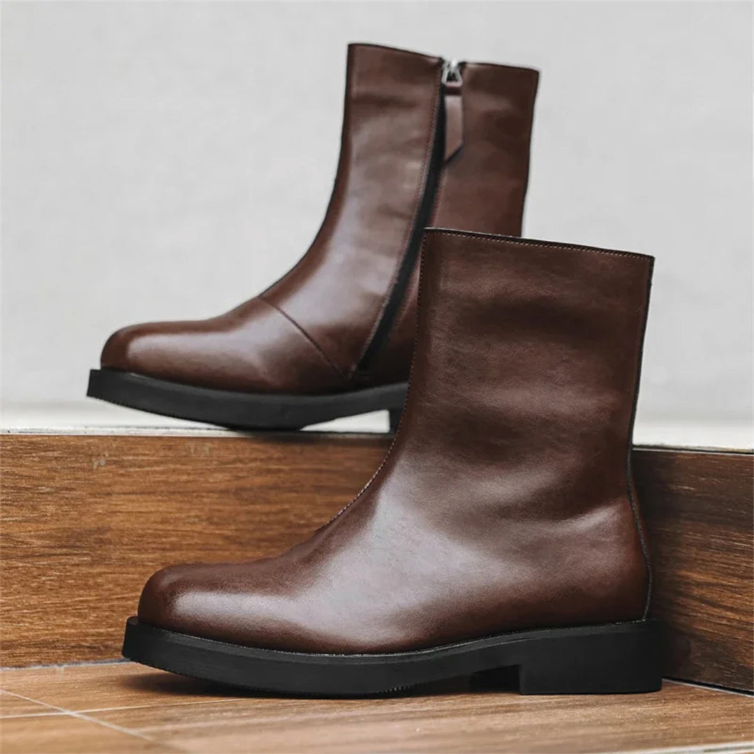 Landen Men's Leather Round-Toe Boot