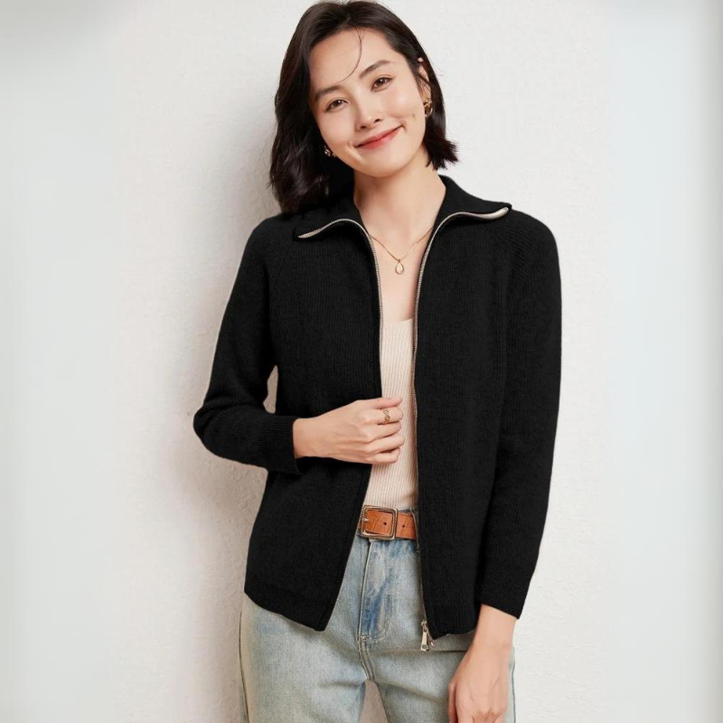 Women's Merino Wool Zip Up Sweater