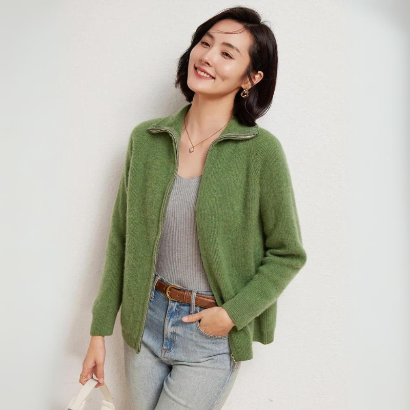 Women's Merino Wool Zip Up Sweater