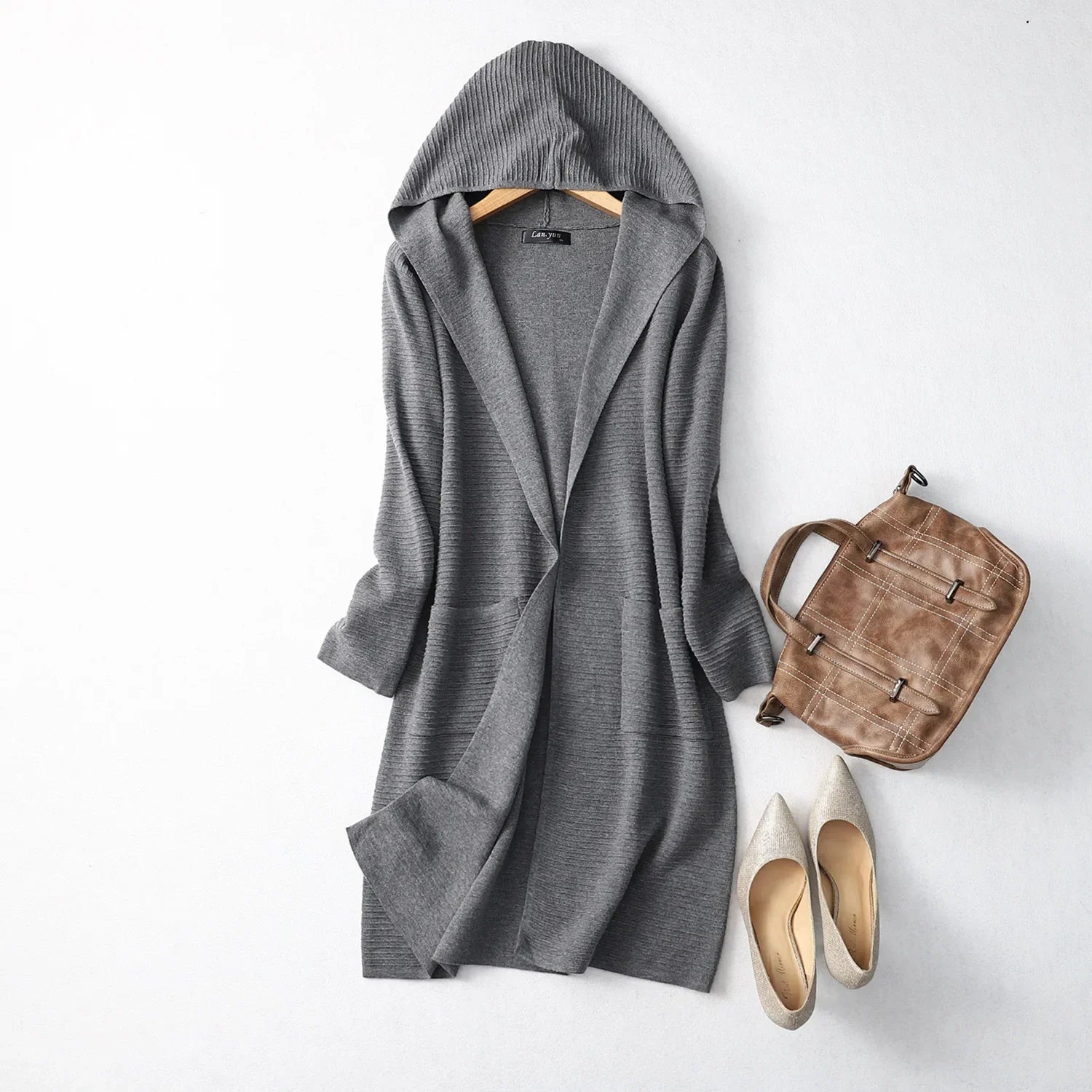 Women's V -Neck Long Sleeve Cashmere Hoodie