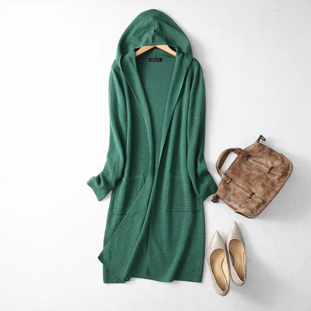 Women's V -Neck Long Sleeve Cashmere Hoodie