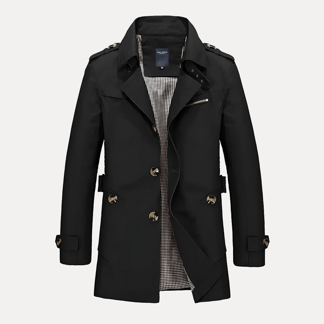 Nolan Men's Flip Collar Trench Coat