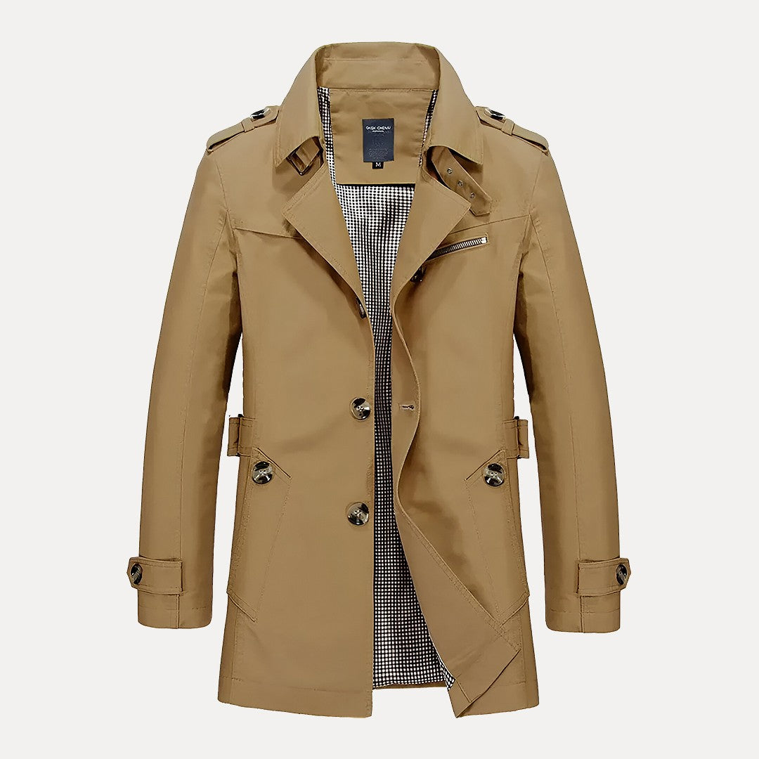 Nolan Men's Flip Collar Trench Coat