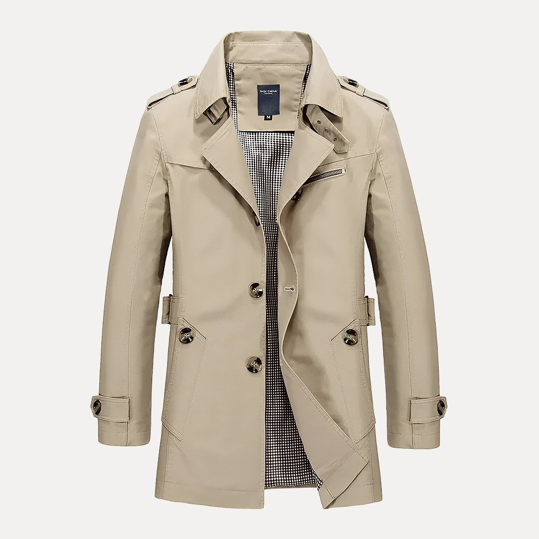 Nolan Men's Flip Collar Trench Coat