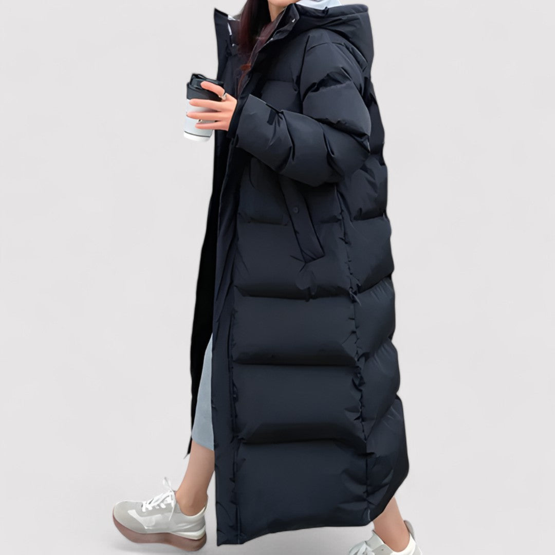 Jules Long Black Hooded Puffer Parka Jacket