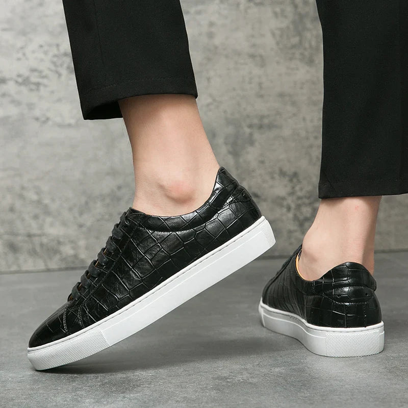 Men's Emporio Crocodile Leather Sneakers
