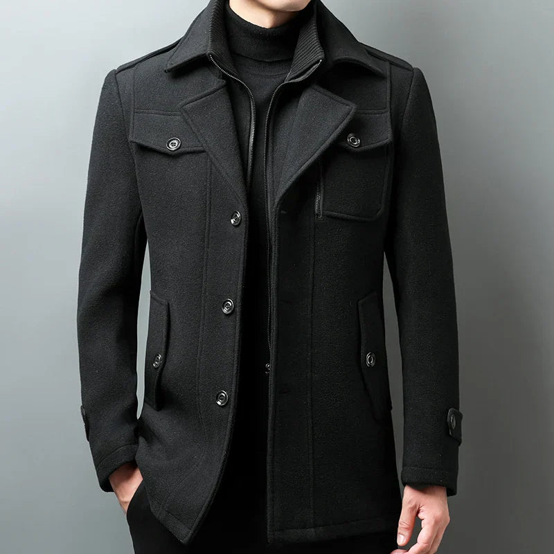 Lance Men's Double Breasted Wool Coat