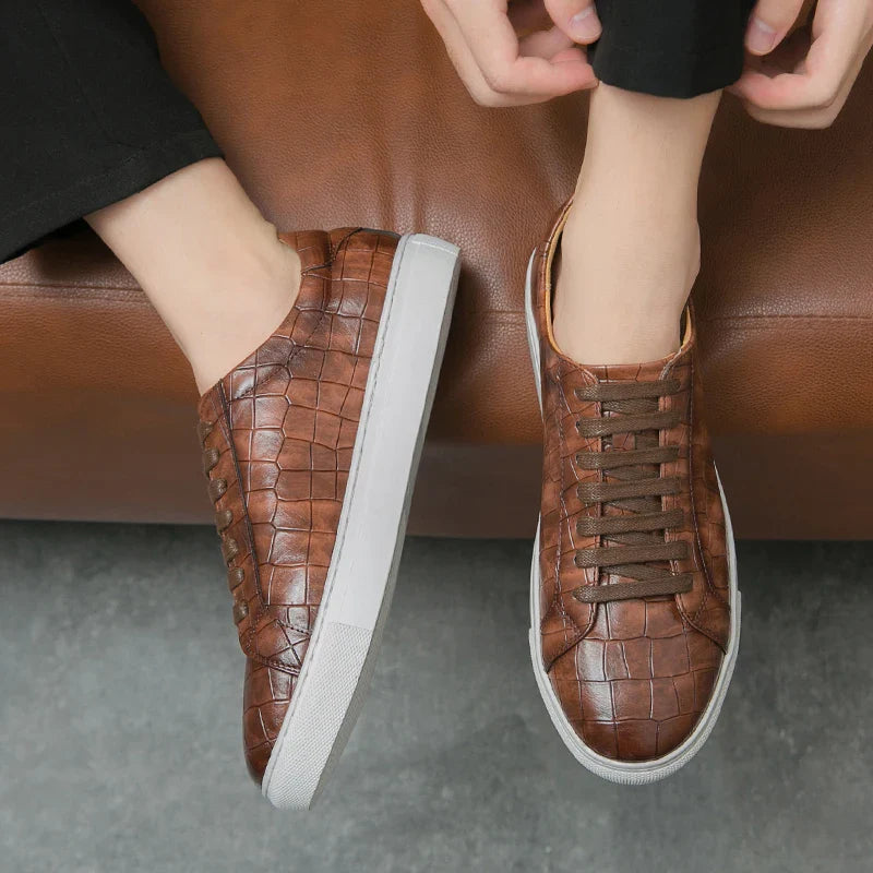 Men's Emporio Crocodile Leather Sneakers
