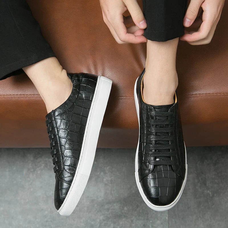 Men's Emporio Crocodile Leather Sneakers