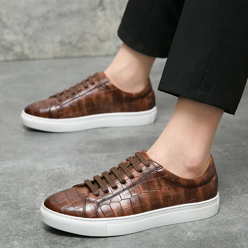 Men's Emporio Crocodile Leather Sneakers