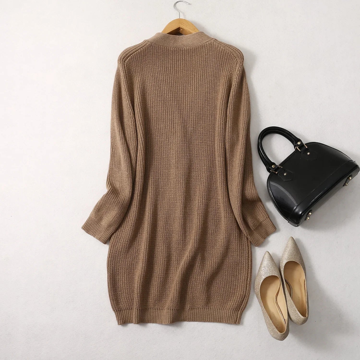 Monique V-Neck Long Cashmere Cardigan