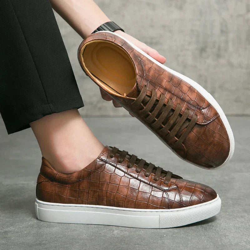 Men's Emporio Crocodile Leather Sneakers