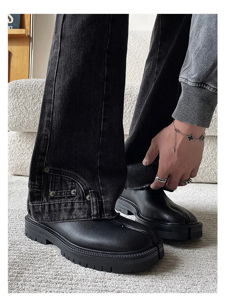 Men's Obsidian Leather Tabi Loafers