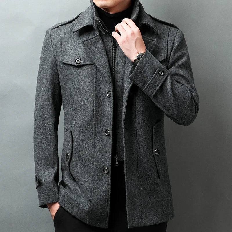 Lance Men's Double Breasted Wool Coat