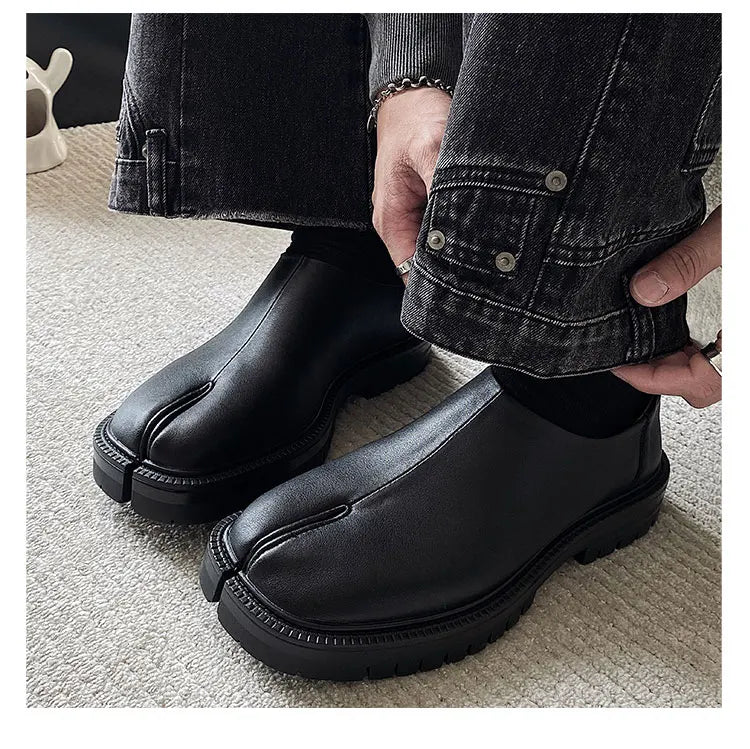 Men's Obsidian Leather Tabi Loafers