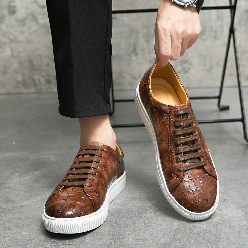 Men's Emporio Crocodile Leather Sneakers