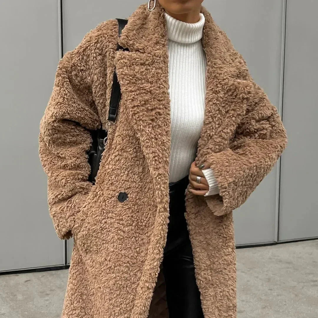 Yashmine Women's Long Double-Breasted Overcoat