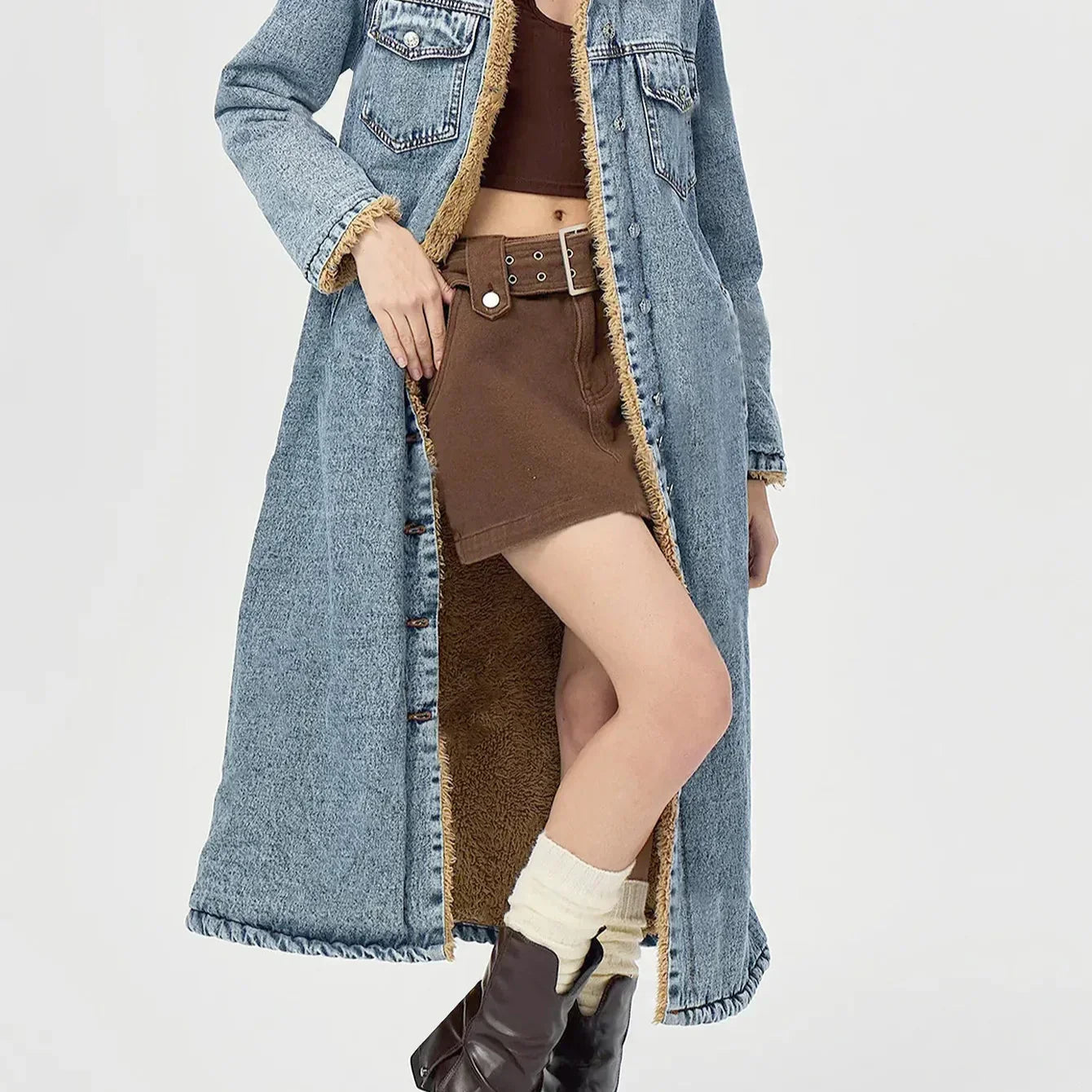 Liora Women's Denim Long Overcoat