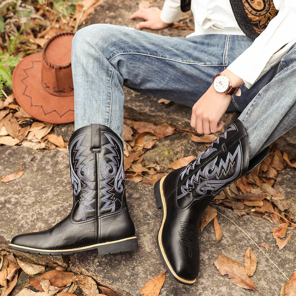 Men's Western Embroidered Tall Boots