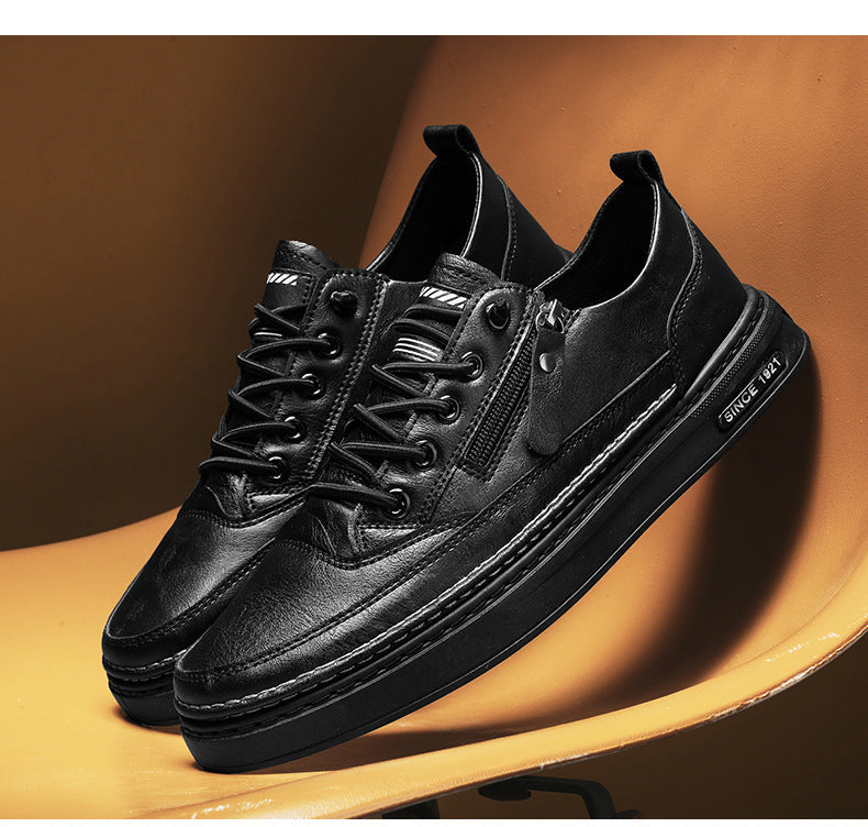 Metro Classic Zipper Leather Sneakers