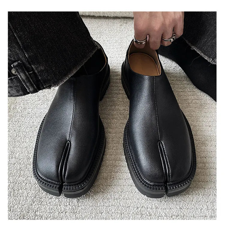Men's Obsidian Leather Tabi Loafers