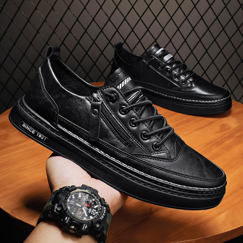 Metro Classic Zipper Leather Sneakers