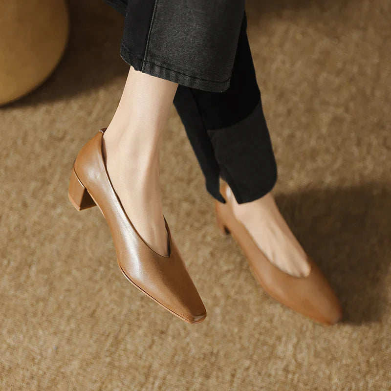 Women's Genuine Leather Work Pumps