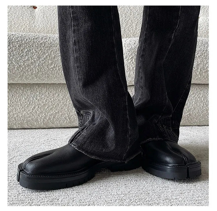 Men's Obsidian Leather Tabi Loafers