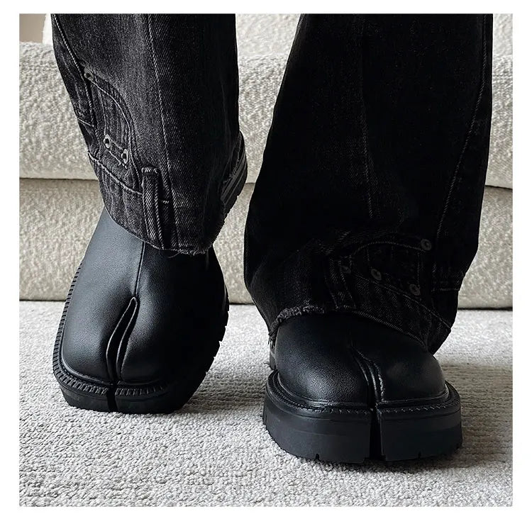 Men's Obsidian Leather Tabi Loafers