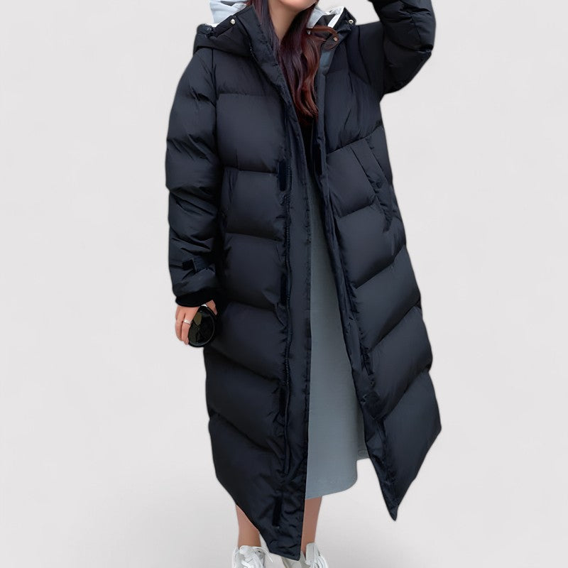 Jules Long Black Hooded Puffer Parka Jacket
