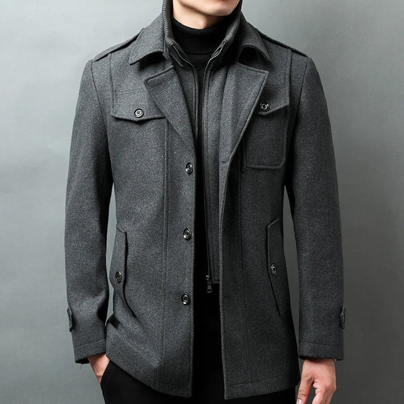 Lance Men's Double Breasted Wool Coat
