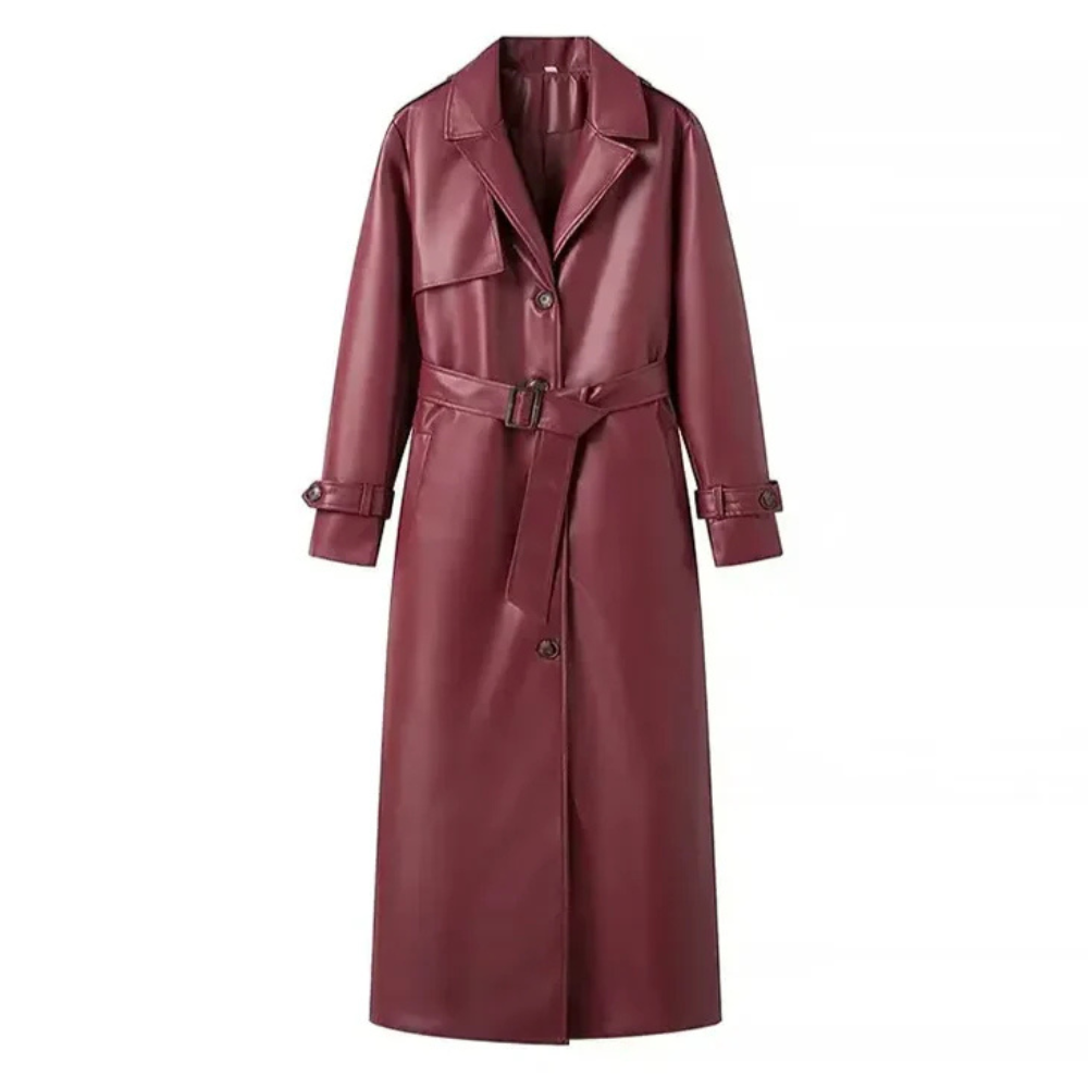 Marget Women's Leather Belted Coat