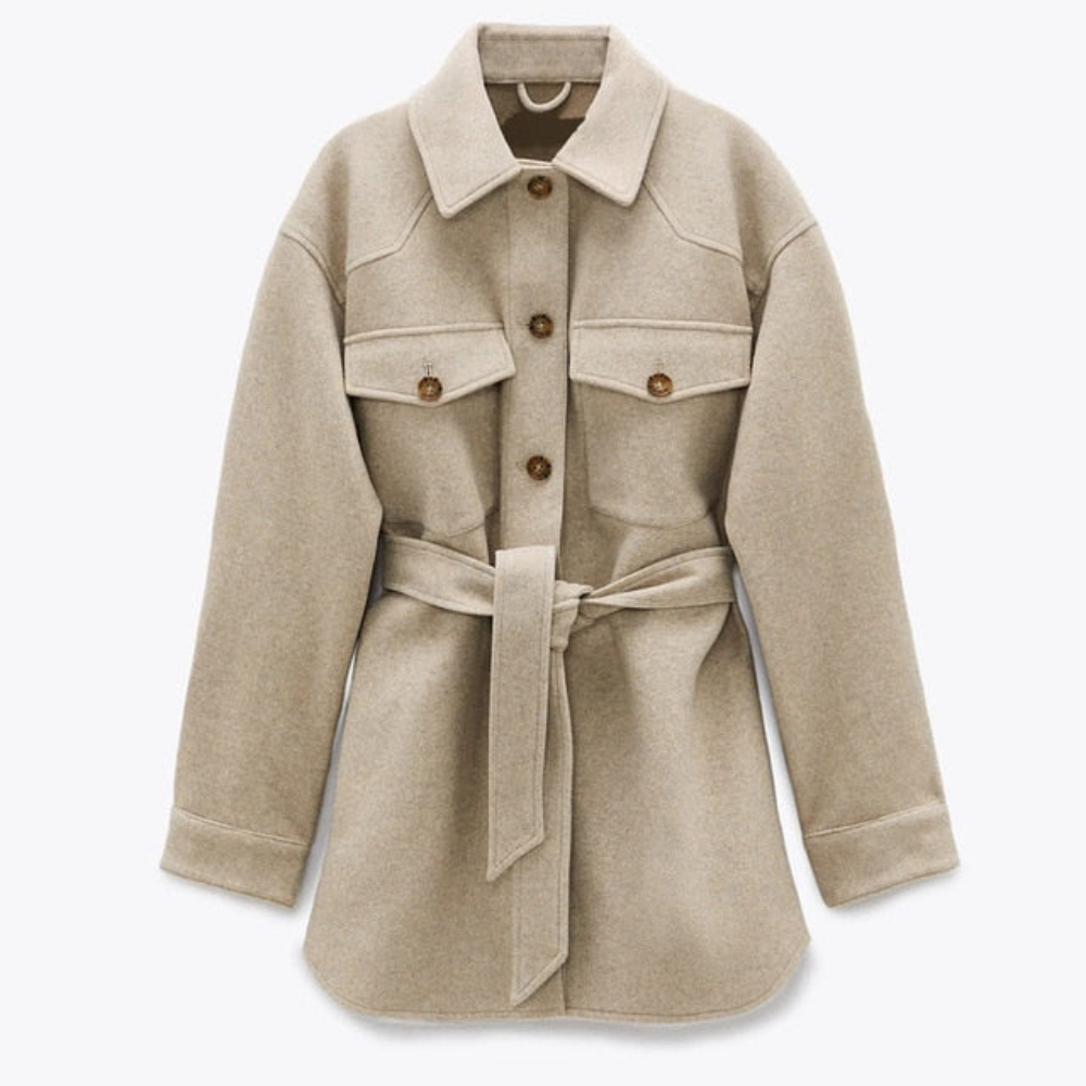 Jasmine Loose Wool Belted Coat