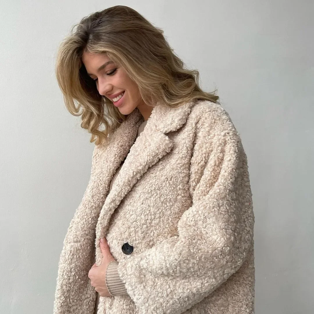 Yashmine Women's Long Double-Breasted Overcoat