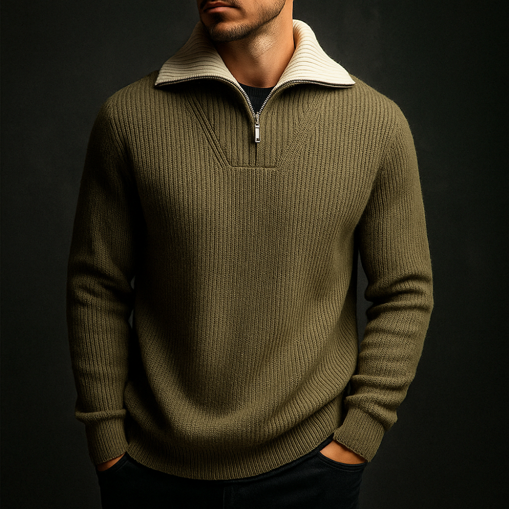 Bermont Men's Wool Quarter Zip Sweater