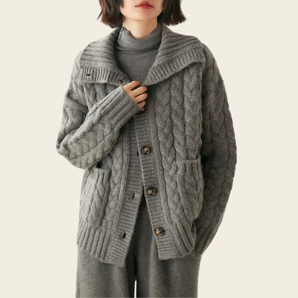 Elwyn Turtleneck Wool Cardigan