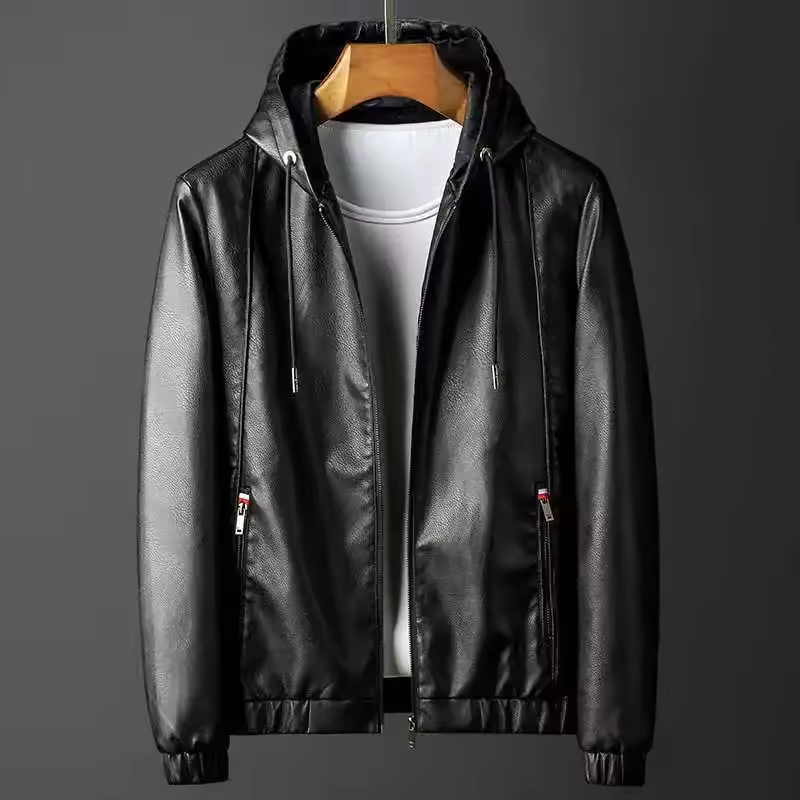 Rebellion Men's Leather Hooded Jacket